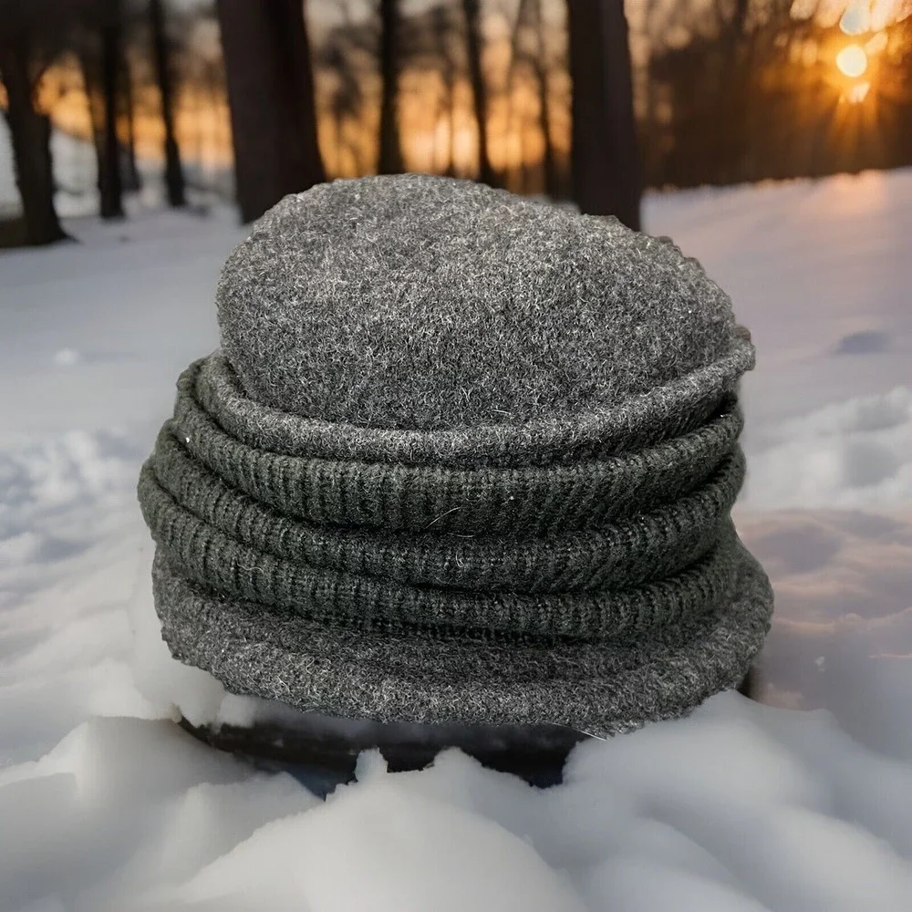 SCALA Collection Gray Wool/Lana Boiled Cloche Hat One Size